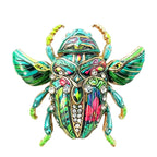 Winged Scarab with Floral Pattern Brooch original white background product photo