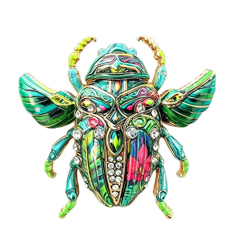 Winged Scarab with Floral Pattern Brooch original white background product photo