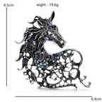 Vintage-Style Openwork Horse with Rhinestones Brooch — dimensions