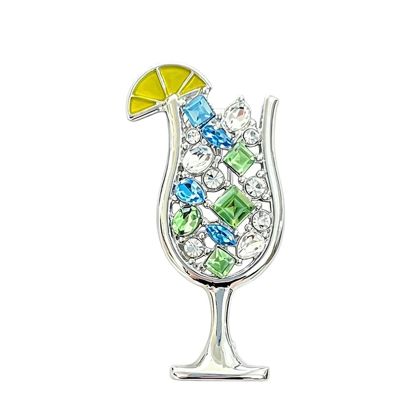 Faceted Cocktail Glass with Lemon Brooch original white background product photo