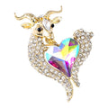 Heart-Centered Sparkling Goat Brooch original white background product photo