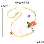 White Rabbit Holding a Carrot Brooch