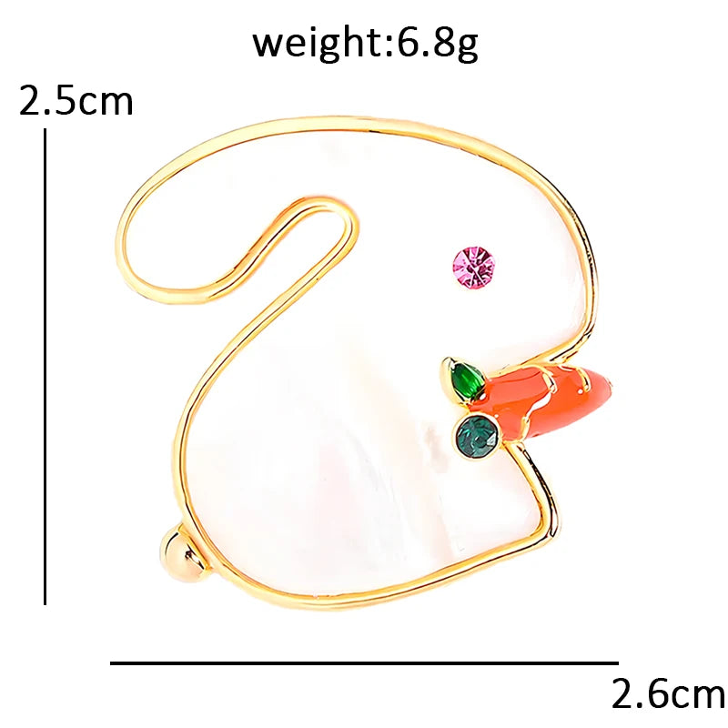 White Rabbit Holding a Carrot Brooch