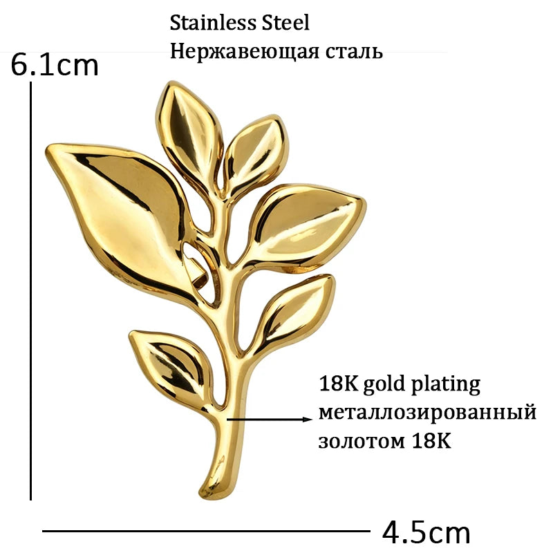 Polished Leafy Branch Silhouette Brooch