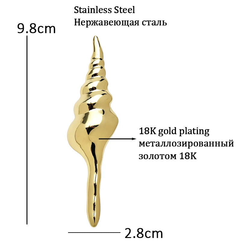 Slender Spiral Seashell Silhouette Brooch