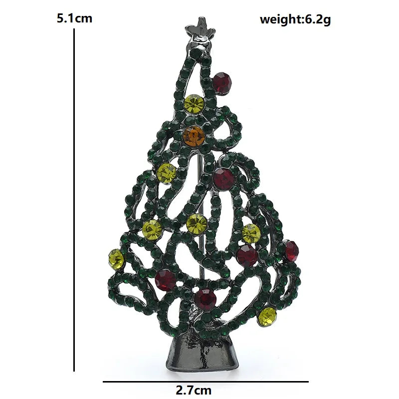 Openwork Christmas Tree with Colorful Ornaments Brooch