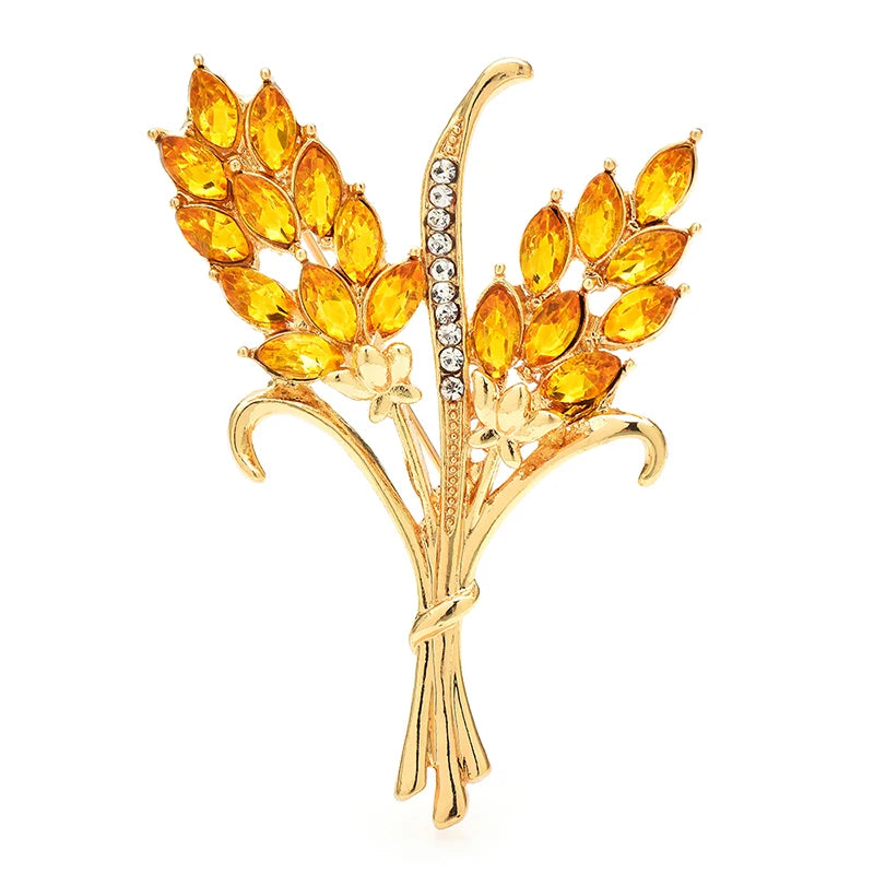 Faceted Wheat Sheaf Brooch — Yellow