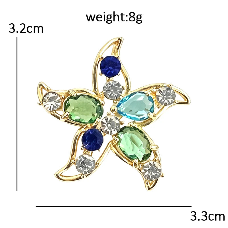 Openwork Faceted Starfish Brooch