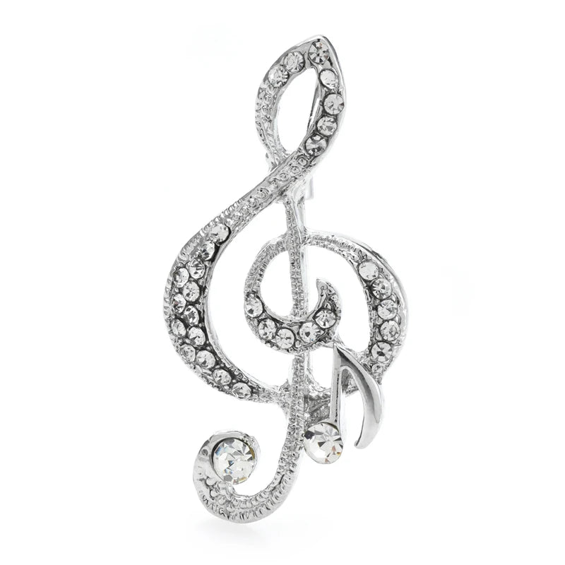 Rhinestone Treble Clef Brooch