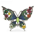 Vintage-Style Floral Enamel Butterfly Brooch — Green
