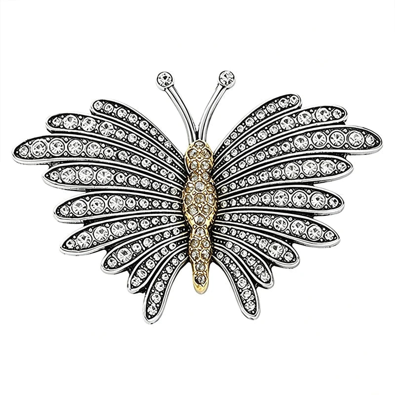 Radiating Butterfly Wings with Sparkling Lines Brooch original white background product photo