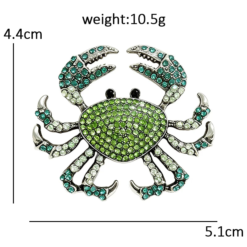 Sparkling Crab with Raised Claws Brooch