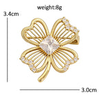 Openwork Four Leaf Clover Faceted Brooch
