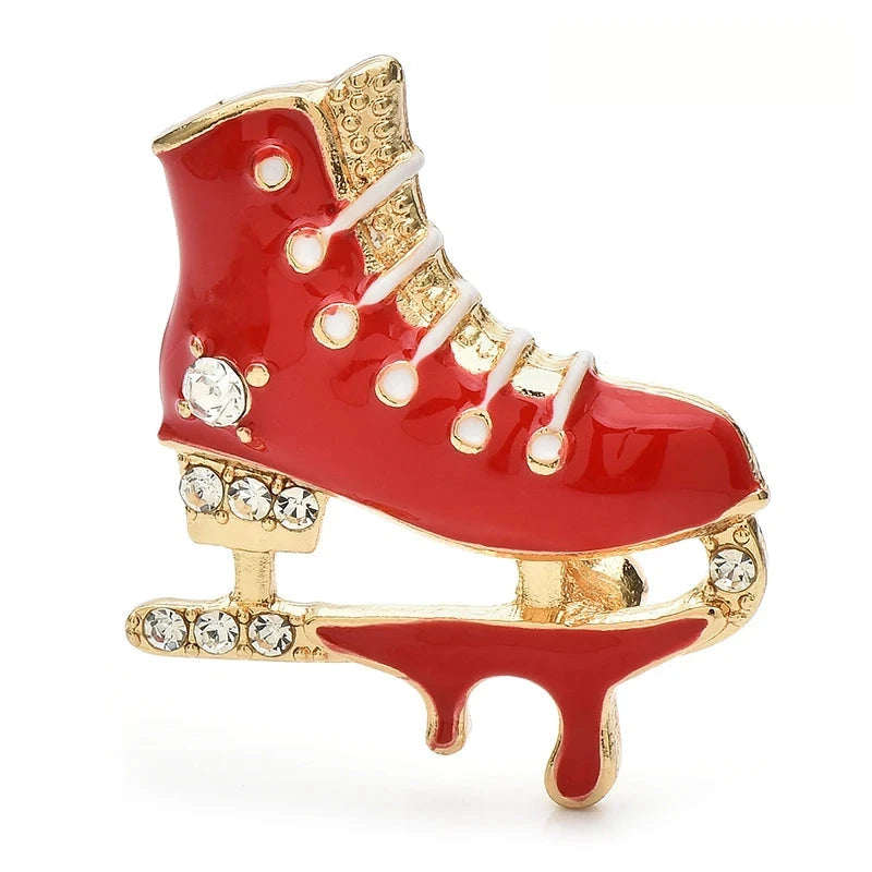 Lace-Up Enamel Ice Skate Brooch original variant product photo