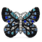 Petite Multicolor Rhinestone Butterfly Brooch — Blue