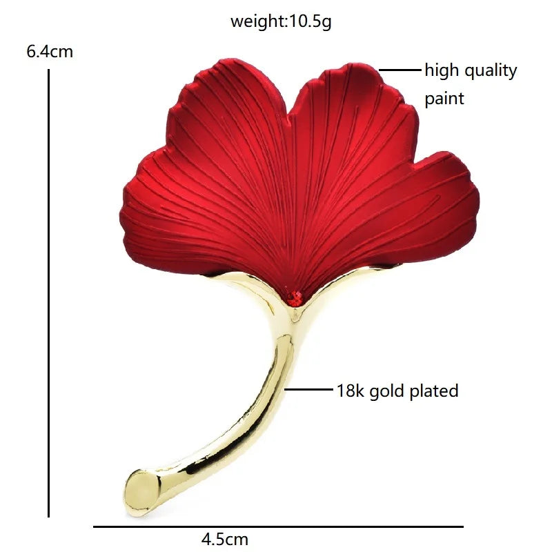 Colorful Enamel Ginkgo Leaf Brooch — dimensions