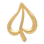 Open Heart Leaf Stainless Steel Brooch — Satin Gold
