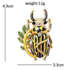 Jeweled Stag Beetle with Leaf Vine Brooch