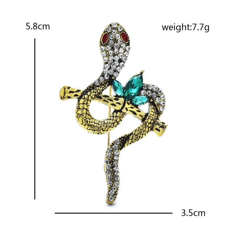 Jeweled Snake on Textured Branch Brooch — dimensions