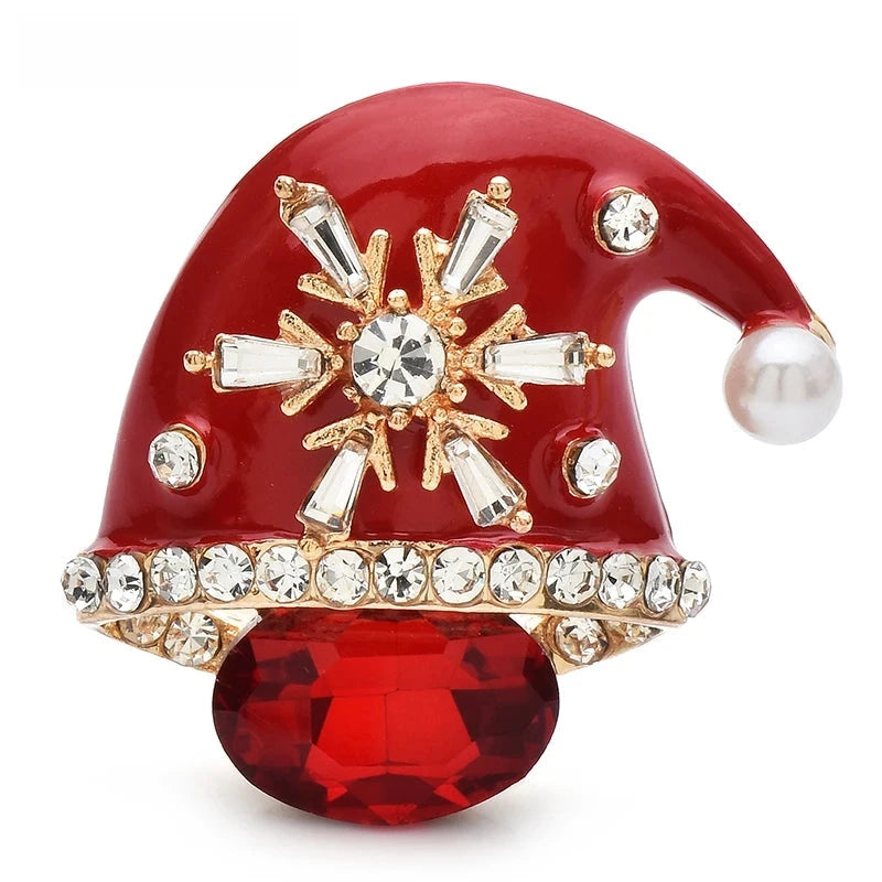 Red Enamel Santa Hat with Snowflake Brooch original variant product photo