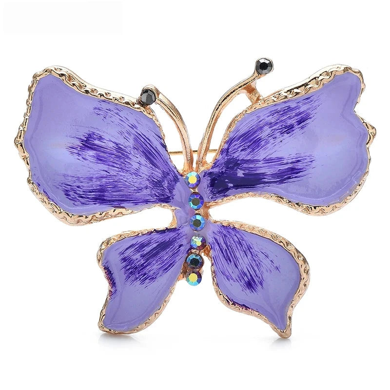Enamel Swallowtail Butterfly Brooch — Purple