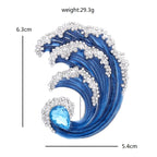 Blue Enamel Ocean Wave Brooch — dimensions