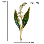 Enamel Lily Sprig with Green Leaves Brooch dimensions and weight