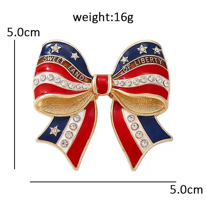 Sweet Land of Liberty Ribbon Bow Brooch