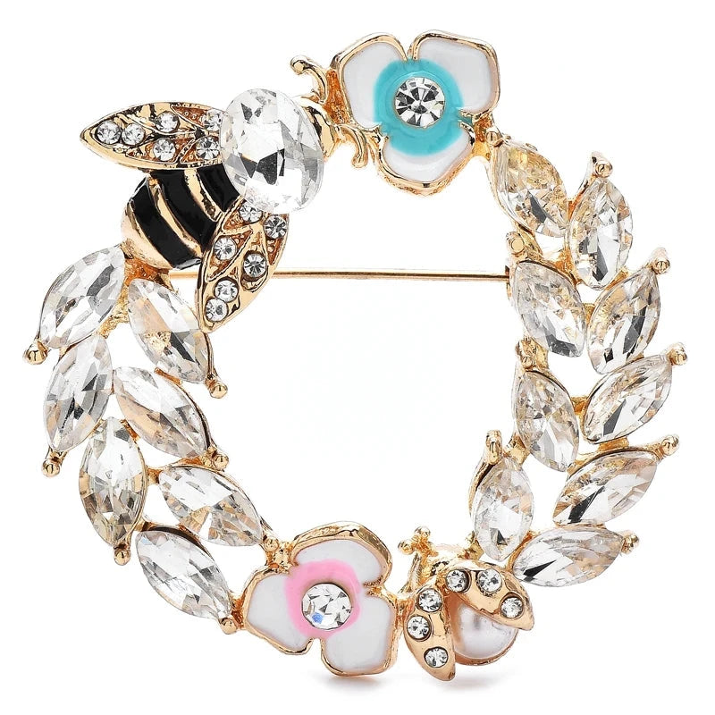 Bee and Wheat Wreath Brooch — Bee & Wheat Wreath