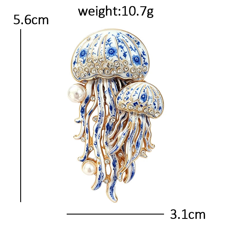 Jellyfish Duo with Pearl-Look Accents Brooch