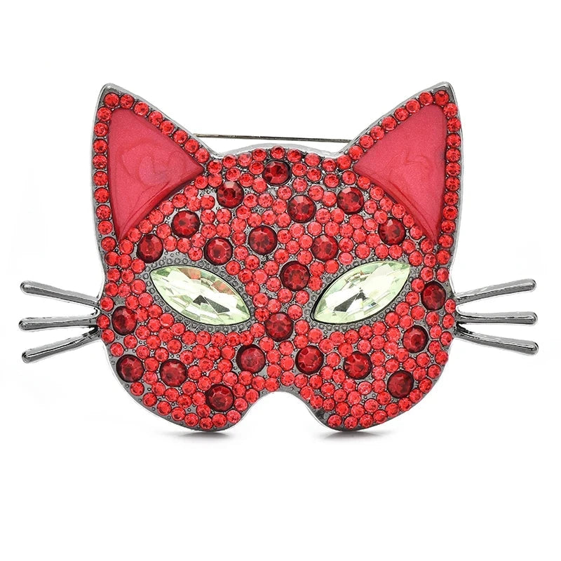 Rhinestone Cat Face with Sparkling Eyes Brooch product variant photo