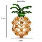 Rhinestone Pineapple with Enamel Leaves Brooch dimensions and weight