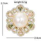 Pearlescent Flower with Sparkling Petal Halo Brooch