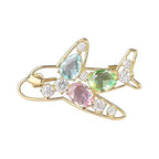Openwork Airplane with Pastel Faceted Accents Brooch original white background product photo