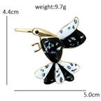Black and White Mosaic Hummingbird Brooch