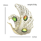 Openwork Swan with Iridescent Accents Brooch — dimensions