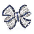 Blue and Clear Rhinestone Ribbon Bow Brooch — Blue & Clear Bow