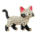 Walking Cat with Rhinestone Body Brooch original white background product photo