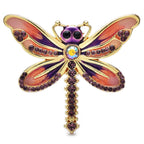 Colorful Enamel Dragonfly with Rhinestone Tail Brooch — Purple & Pink