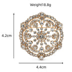 Round Rhinestone Filigree Flower Brooch dimensions and weight