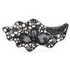 Vintage-Style Floral Scroll with Faceted Stones Brooch — Gray