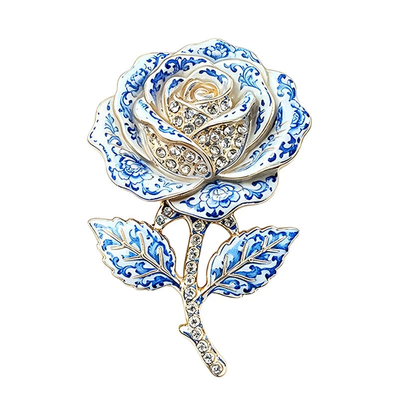 Patterned Rose Stem Sparkle Brooch original white background variant photo