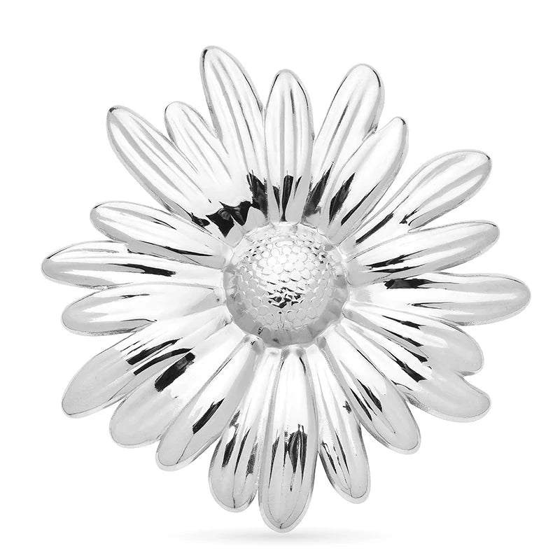 Polished Daisy Stainless Steel Brooch — Silver