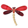 Enamel Dragonfly with Jewel Body Brooch — Red