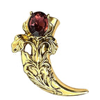 Floral Carved Horn with Oval Faceted Accent Brooch original white background product photo