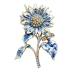 Blue and White Sunflower with Bee Brooch original white background variant photo