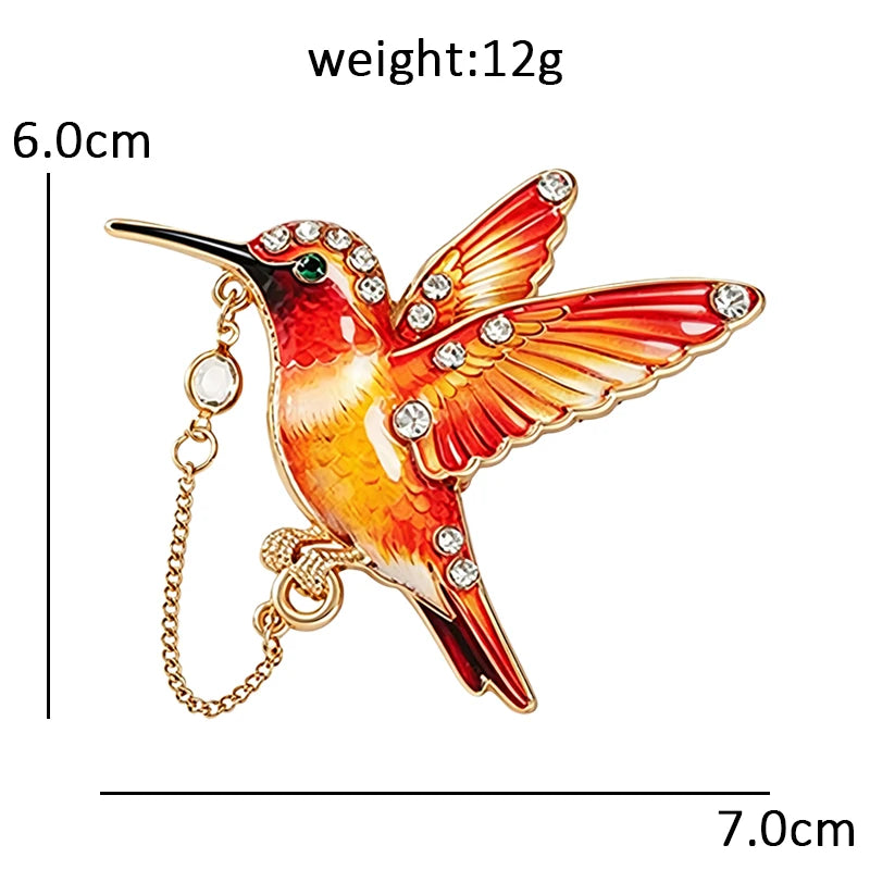 Hummingbird with a Delicate Draped Chain Brooch