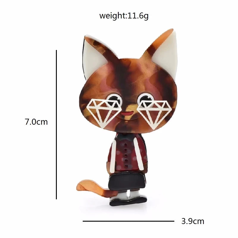 Layered Acrylic Character and Animal Brooch