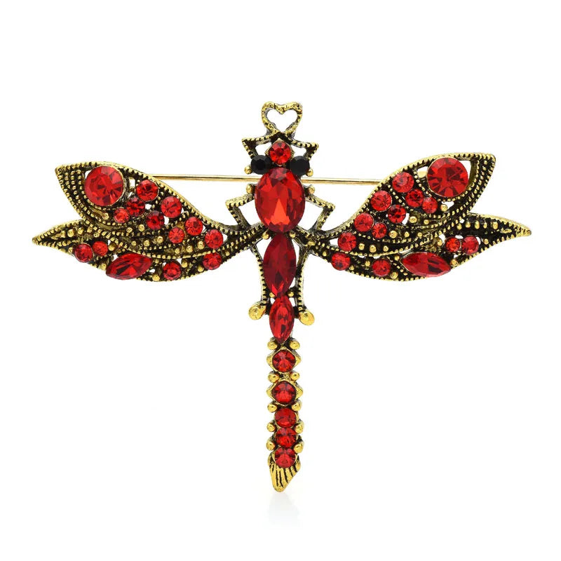 Vintage Dragonfly with Marquise Jewel Wings Brooch