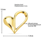 Polished Asymmetric Open Heart Stainless Steel Brooch — product view